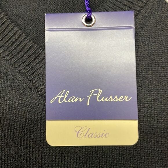 NWT Alan Flusser Cotton Cashmere Classic Black Crewneck Sweater Size L Large - Picture 6 of 11